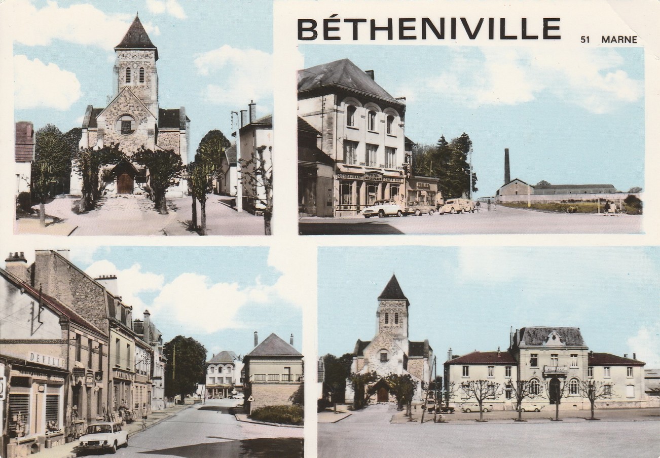 Vues de Bétheniville sur une carte postale ancienne