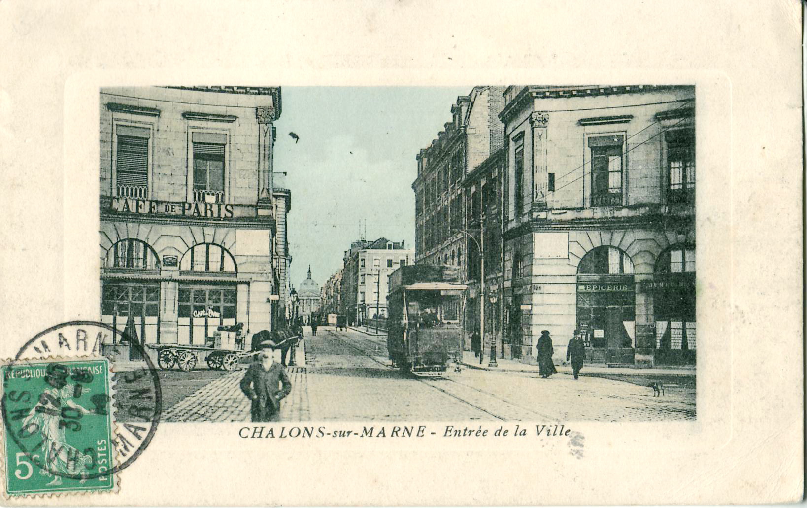 Entrée de la Ville de Châlons-sur-Marne sur une carte postale ancienne