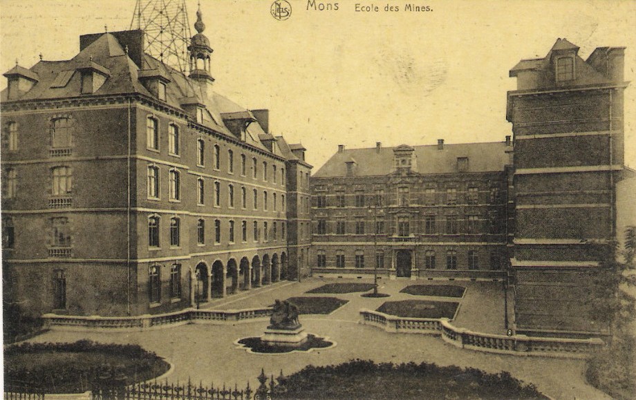 L'école des mines de Mons sur une carte postale ancienne
