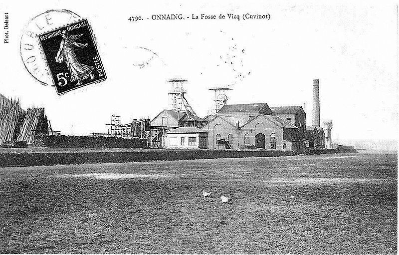 Fosse Cuvinot à Onnaing (vers 1900) sur une carte postale ancienne