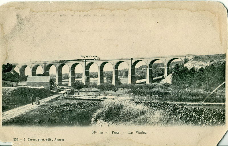 Le Viaduc de Poix sur une carte postale ancienne