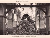 Intérieur détruit de l'Eglise de Warmeriville