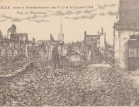 La rue du Bourdeau à Lille après les bombardements des 9,10 et 11 octobre 1914