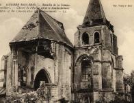 Le chevet de l'église d'Arvilliers après la Bataille de la Somme